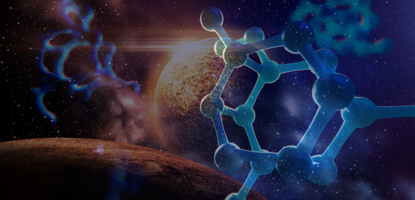 a picture of molecules and space