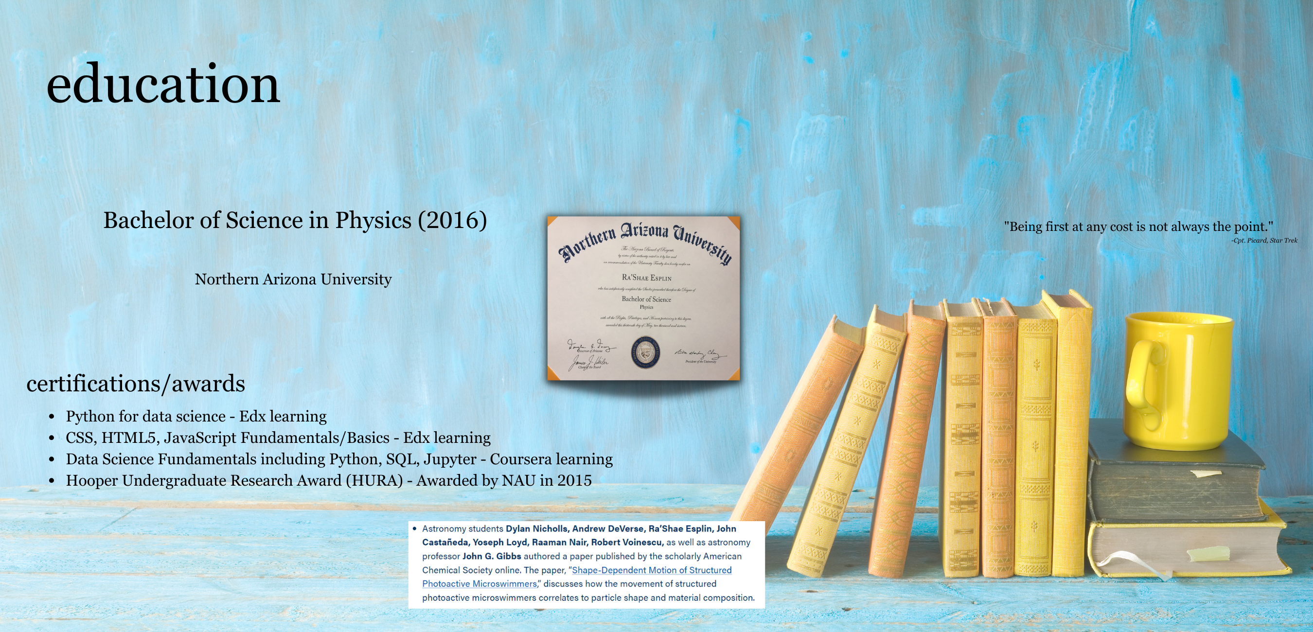 a picture of wood with a stack of books and text